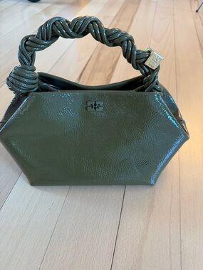 Ganni bou bag Olive Green Bag with Twisted Handle